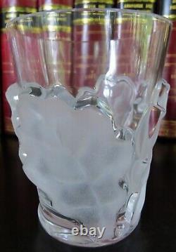 10 Lalique France Vntg Crystal Oak Leaf Chene Double Old Fashioned Tumbler Drink