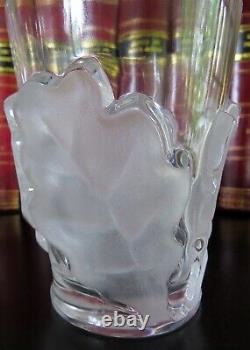 10 Lalique France Vntg Crystal Oak Leaf Chene Double Old Fashioned Tumbler Drink