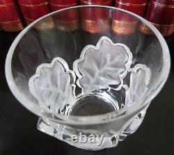 10 Lalique France Vntg Crystal Oak Leaf Chene Double Old Fashioned Tumbler Drink