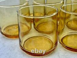 10 Libby Bolero Gold Amber Double Old Fashioned Glasses MCM 70's VTG 3 DIA 3 T