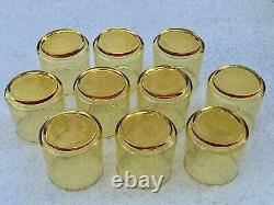 10 Libby Bolero Gold Amber Double Old Fashioned Glasses MCM 70's VTG 3 DIA 3 T