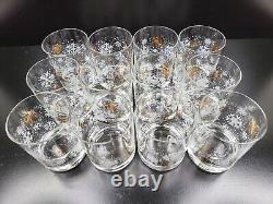 12 Dansk Snowflake Double Old Fashioned Glasses Set 4.25 White Gold Tumbler Lot