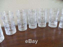 12 Set RALPH LAUREN Glen Plaid CRYSTAL GLASSES Double Old Fashioned Highball-NEW