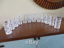 12 Set RALPH LAUREN Glen Plaid CRYSTAL GLASSES Double Old Fashioned Highball-NEW