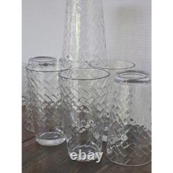 13pc Clear Glassware Set Lattice Basketweave Highball & Double Old Fashioned