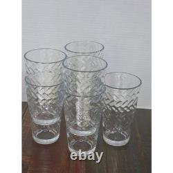 13pc Clear Glassware Set Lattice Basketweave Highball & Double Old Fashioned