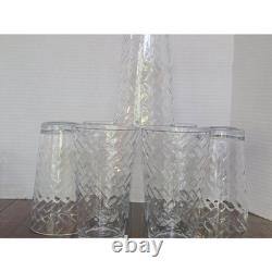13pc Clear Glassware Set Lattice Basketweave Highball & Double Old Fashioned