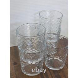 13pc Clear Glassware Set Lattice Basketweave Highball & Double Old Fashioned
