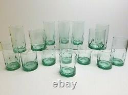 15 Crisa Libbey Impressions Sea Green (8) Coolers (7) Double Old Fashioned Set