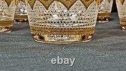 1950's Culver 22k Gold Regency White Double Old Fashioned Glasses