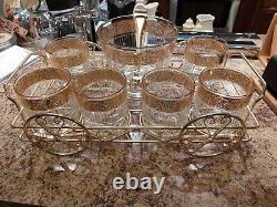 1960s CULVER Glass TYROL Double Old Fashioned Rocks Glasses, Ice Bucket & Rack