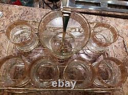 1960s CULVER Glass TYROL Double Old Fashioned Rocks Glasses, Ice Bucket & Rack