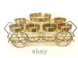 1960s Culver Glass Tyrol Double Old Fashioned Rocks Glasses, Ice Bucket & Rack