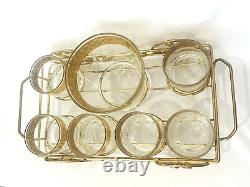 1960s Culver Glass Tyrol Double Old Fashioned Rocks Glasses, Ice Bucket & Rack