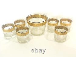 1960s Culver Glass Tyrol Double Old Fashioned Rocks Glasses, Ice Bucket & Rack