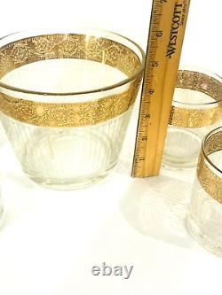 1960s Culver Glass Tyrol Double Old Fashioned Rocks Glasses, Ice Bucket & Rack