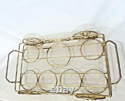 1960s Culver Glass Tyrol Double Old Fashioned Rocks Glasses, Ice Bucket & Rack