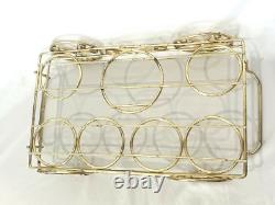 1960s Culver Glass Tyrol Double Old Fashioned Rocks Glasses, Ice Bucket & Rack