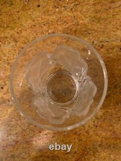 1980s Lalique Frosted Oak Leaf Water Or Double Old Fashioned Whiskey Glass