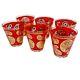 22K Gold Culver Red Paisley Double Old Fashioned Glasses Set of 6
