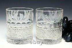 2X Edinburgh Crystal Thistle Double Old Fashioned Tumbler 1st Quality Back stamp