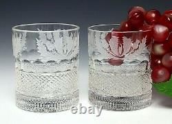2X Edinburgh Crystal Thistle Double Old Fashioned Tumbler 1st Quality Back stamp