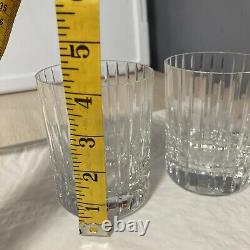 2 Baccarat Crystal Harmonie Double Old Fashioned Glasses 4 1/8 Euc Signed