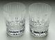 2 Baccarat Crystal Harmonie Double Old Fashioned Glasses 4 1/8 Signed