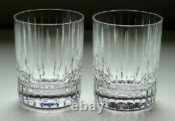 2 Baccarat Crystal Harmonie Double Old Fashioned Glasses 4 1/8 Signed