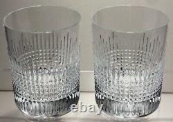 2 Baccarat Crystal Nancy Double Old Fashioned Tumbler Glasses Signed 4 1/8