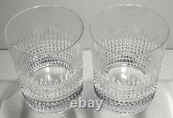 2 Baccarat Crystal Nancy Double Old Fashioned Tumbler Glasses Signed 4 1/8