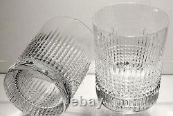 2 Baccarat Crystal Nancy Double Old Fashioned Tumbler Glasses Signed 4 1/8