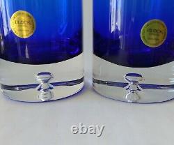 2 Block Stockholm Cobalt Double Old Fashioned Crystal Rock Glasses