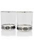 2 Jay Strongwater Hudson Double Old Fashion Glasses Gray-Silver enameled jeweled