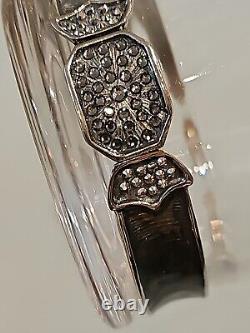 2 Jay Strongwater Hudson Double Old Fashion Glasses Gray-Silver enameled jeweled