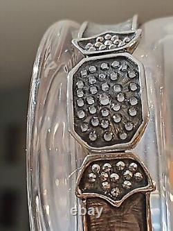 2 Jay Strongwater Hudson Double Old Fashion Glasses Gray-Silver enameled jeweled