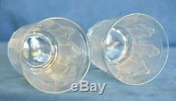 2 LALIQUE France Crystal Antique Femmes 4 Tumbler Double Old Fashioned Glass