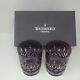 2 Lot Waterford Crystal Lismore Amethyst Double Old Fashioned Glasses New in Box