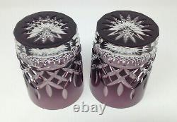 2 Lot Waterford Crystal Lismore Amethyst Double Old Fashioned Glasses New in Box