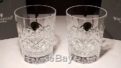 2 New Waterford Crystal Lismore Double Old Fashioned Glasses 4 3/8 New In Box