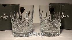 2 New Waterford Crystal Lismore Double Old Fashioned Glasses 4 3/8 New In Box