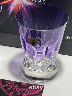 2 New Waterford Crystal Lismore Pops Double Old Fashioned Tumbler Glasses Purple
