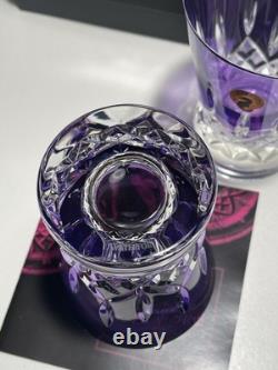 2 New Waterford Crystal Lismore Pops Double Old Fashioned Tumbler Glasses Purple