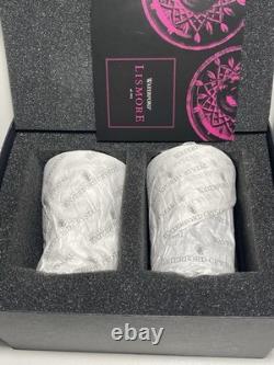 2 New Waterford Crystal Lismore Pops Double Old Fashioned Tumbler Glasses Purple