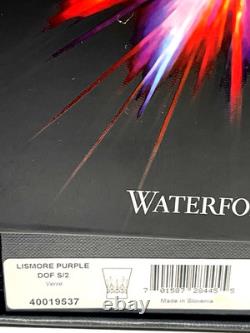 2 New Waterford Crystal Lismore Pops Double Old Fashioned Tumbler Glasses Purple