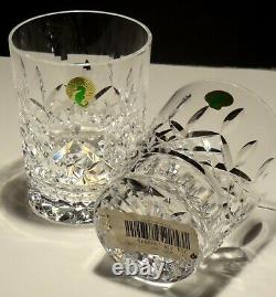 2 New Waterford Lismore Double Old Fashioned Glasses 4 3/8 Ireland