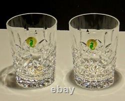 2 New Waterford Lismore Double Old Fashioned Glasses 4 3/8 Ireland