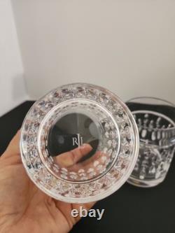 2 Ralph Lauren Aston Double Old Fashioned Rocks Crystal Whiskey Glass Signed RLL