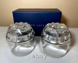 2 Ralph Lauren Monroe Double Old Fashioned Czech Cut Crystal Whiskey Glasses