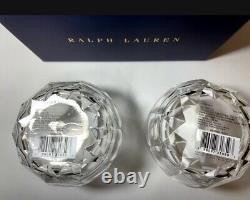 2 Ralph Lauren Monroe Double Old Fashioned Czech Cut Crystal Whiskey Glasses